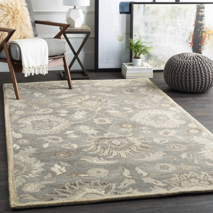 Fanrock Traditional Style Hand Tufted Ivory & Taupe Wool Rug - The Rug Decor