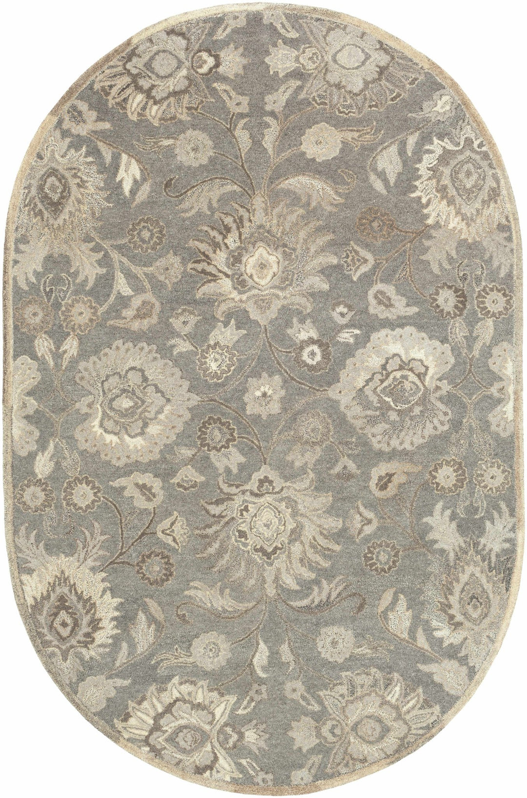 Fanrock Traditional Style Hand Tufted Ivory & Taupe Wool Rug - The Rug Decor