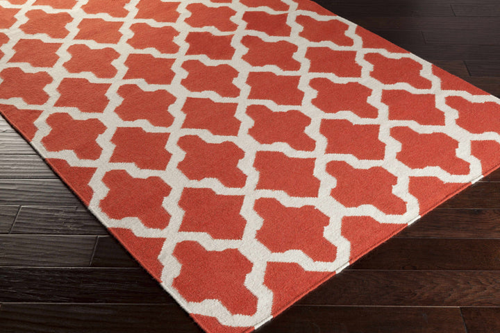 Faribault Modern Geometrical Design Rust Hand Woven Area Rug