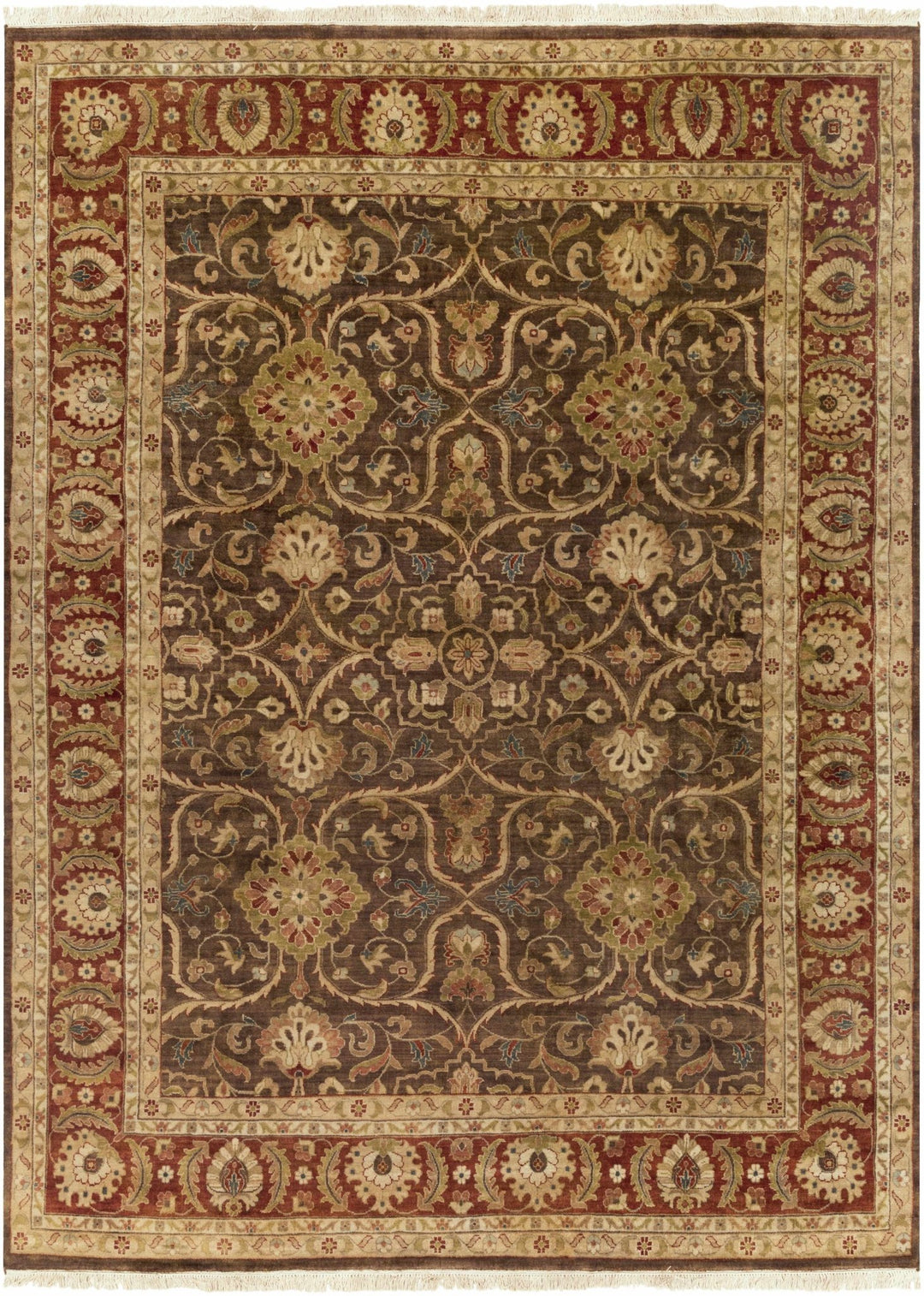 Fate Traditional Brown And Red Hand Knotted Area Rug - The Rug Decor