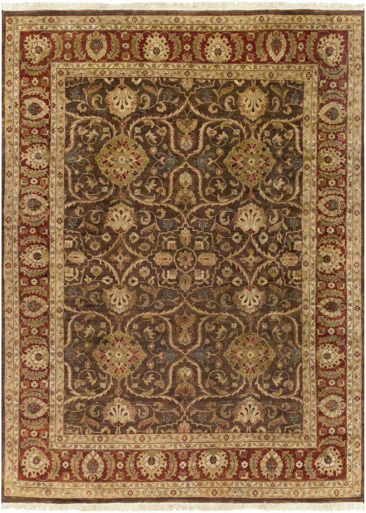 Fate Traditional Brown And Red Hand Knotted Area Rug - The Rug Decor