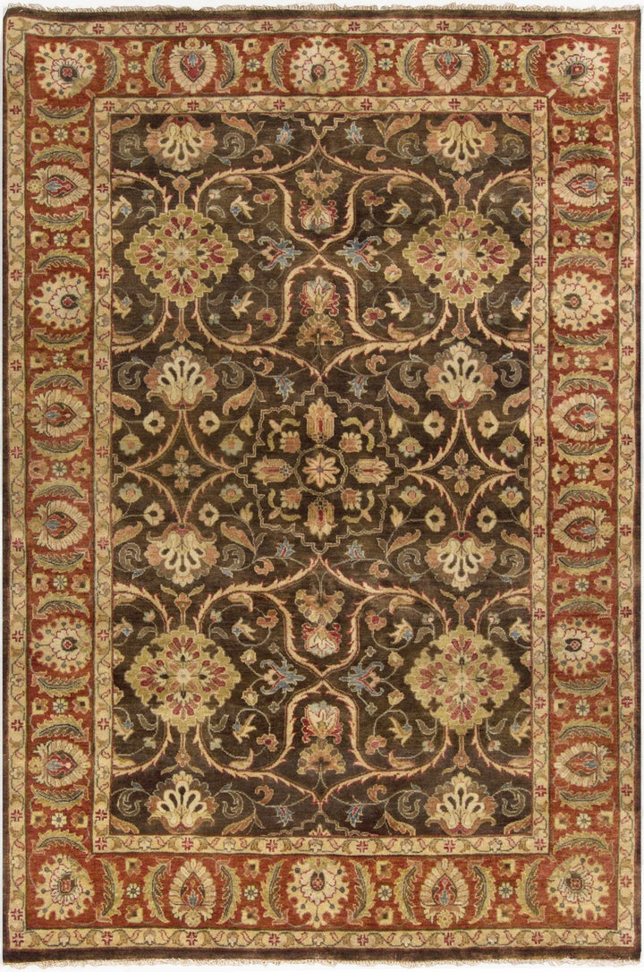 Fate Traditional Brown And Red Hand Knotted Area Rug - The Rug Decor