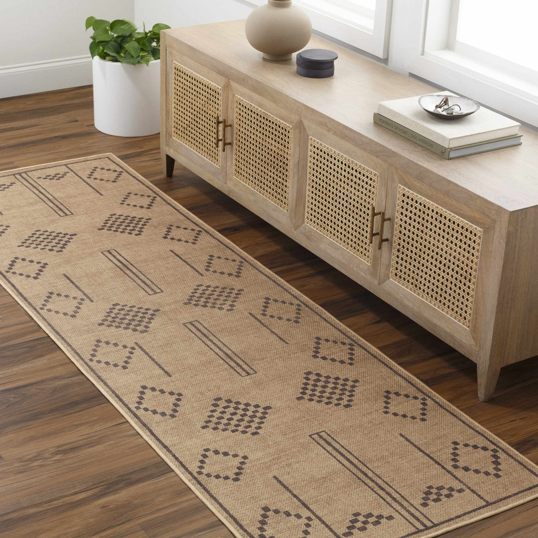 Fathi Traditional Style Tan And Taupe Washable Rug - The Rug Decor