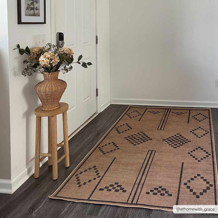 Fathi Traditional Style Tan And Taupe Washable Rug - The Rug Decor