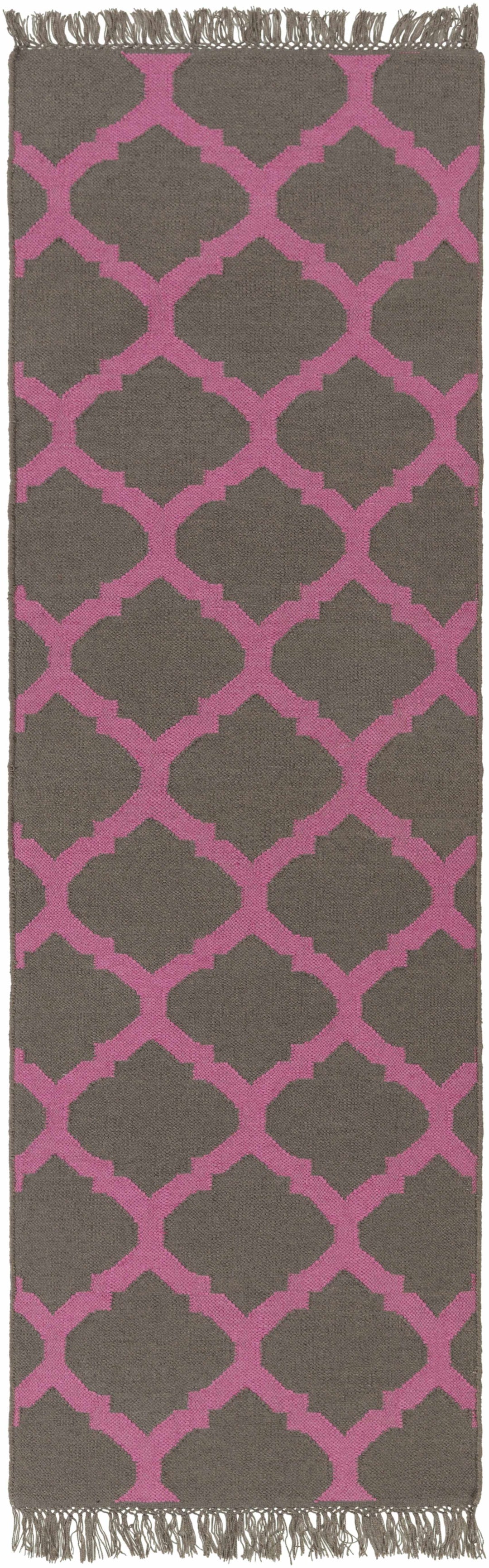 Fedora Modern Geometrical Pink And Taupe Hand Woven Area Rug