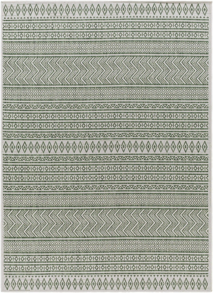Fenny Modern Style Green And Ivory Outdoor Area Rug - The Rug Decor