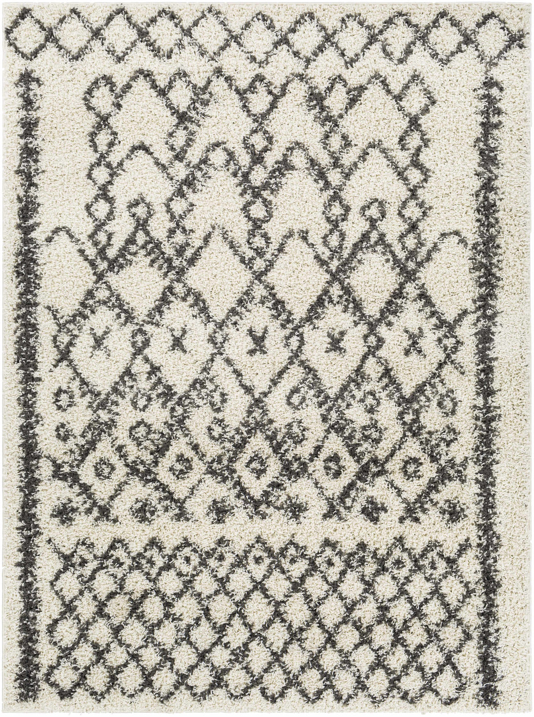 Fenstanton Modern Geometrical Design Ivory And Charcoal Area Rug
