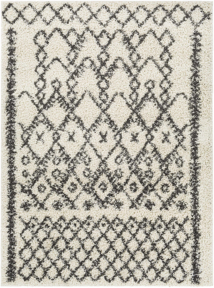 Fenstanton Modern Geometrical Design Ivory And Charcoal Area Rug