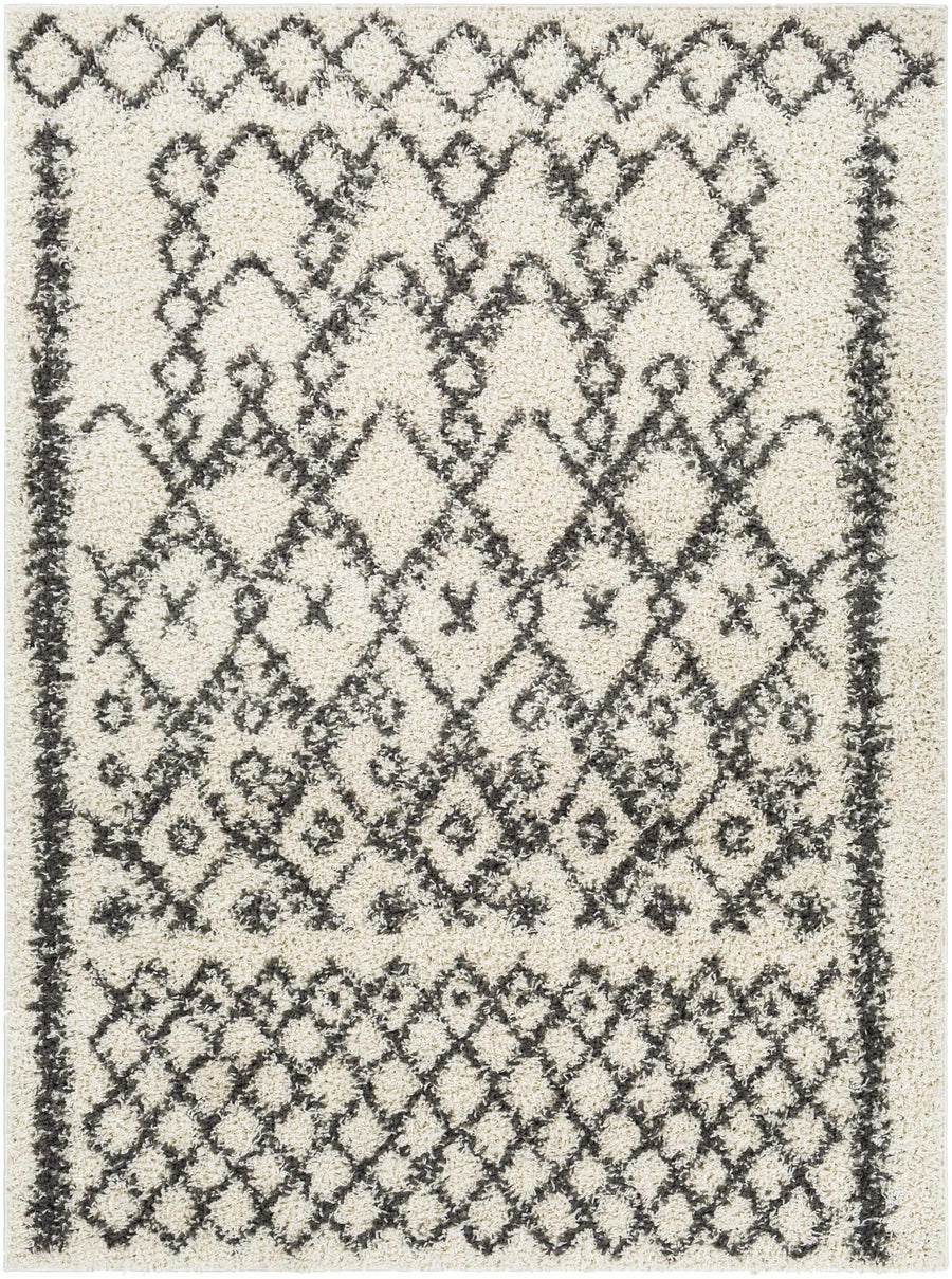 Fenstanton Modern Geometrical Design Ivory And Charcoal Area Rug - The Rug Decor