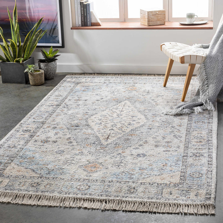 Fernhurst Traditional Style Blue And Ivory Hand Woven Area Rug - The Rug Decor