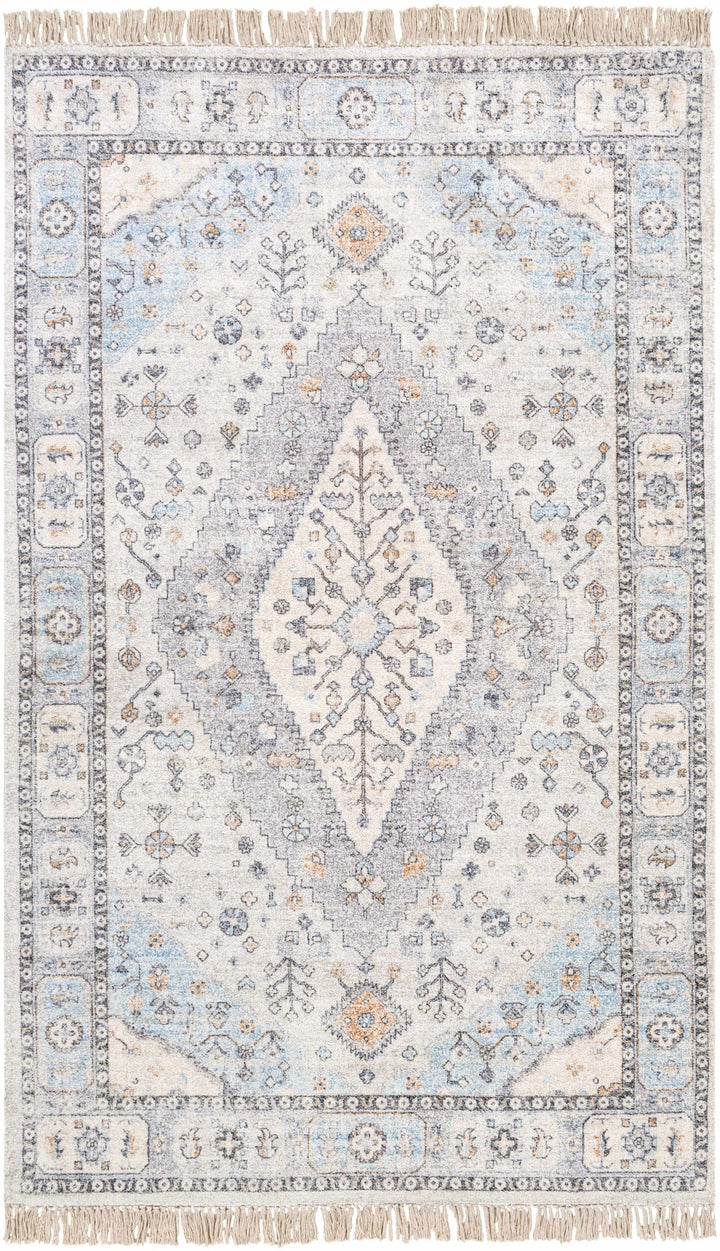 Fernhurst Traditional Style Blue And Ivory Hand Woven Area Rug - The Rug Decor