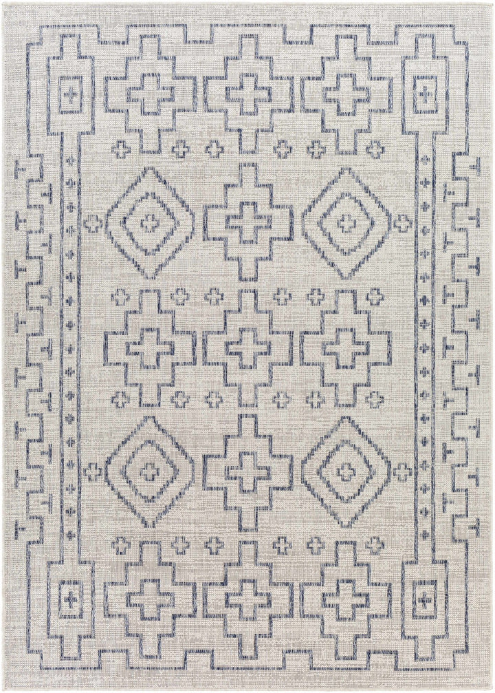 Fernway Contemporary Geometrical Ivory And Blue Rug - The Rug Decor