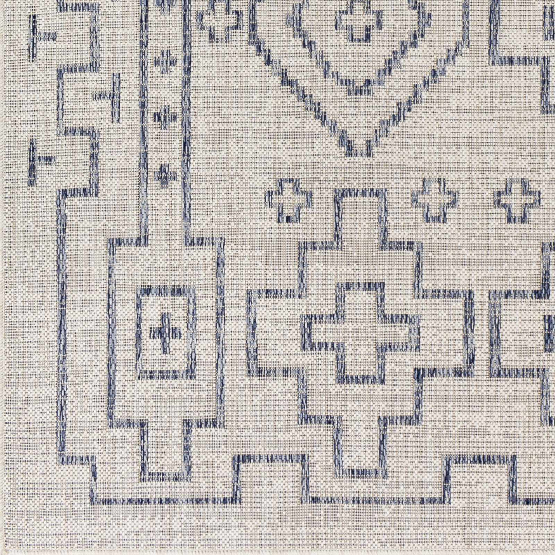 Fernway Contemporary Geometrical Ivory And Blue Rug - The Rug Decor