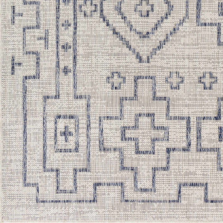 Fernway Contemporary Geometrical Ivory And Blue Rug - The Rug Decor