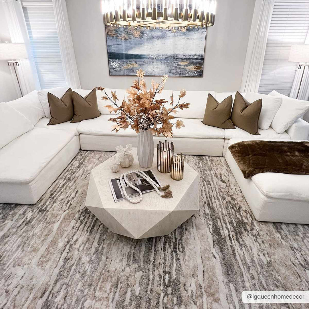 Ferrelview Modern Abstract Design Beige And Gray Area Rug - The Rug Decor