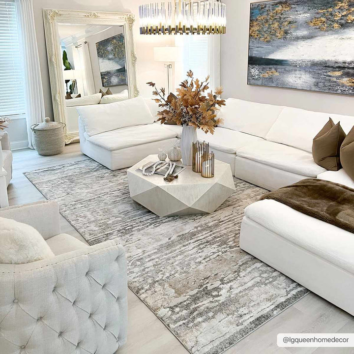 Ferrelview Modern Abstract Design Beige And Gray Area Rug - The Rug Decor