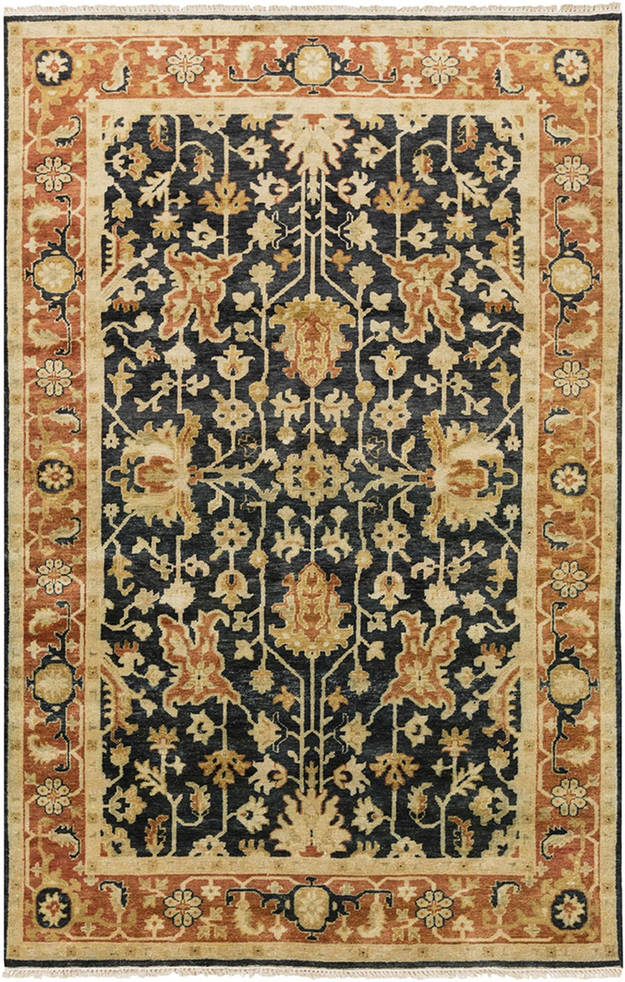 Fielding Brown And Black Traditional Style Hand Knotted Area Rug - The Rug Decor
