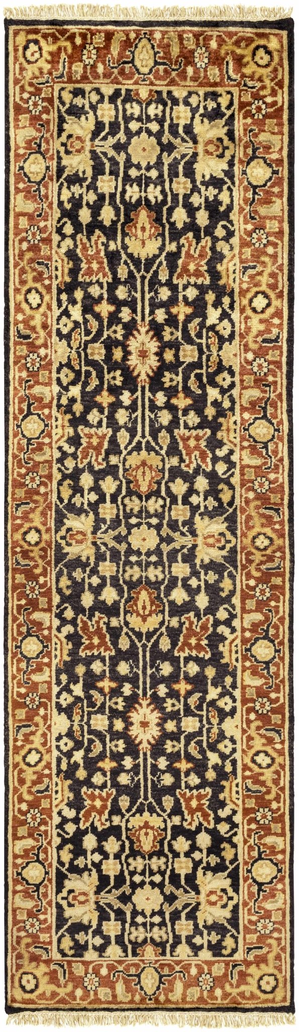 Fielding Brown And Black Traditional Style Hand Knotted Area Rug - The Rug Decor