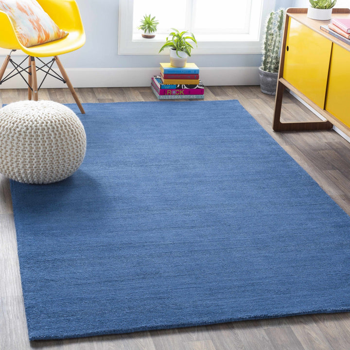 Findlay Modern Solid Wool Blue Area Rug - The Rug Decor