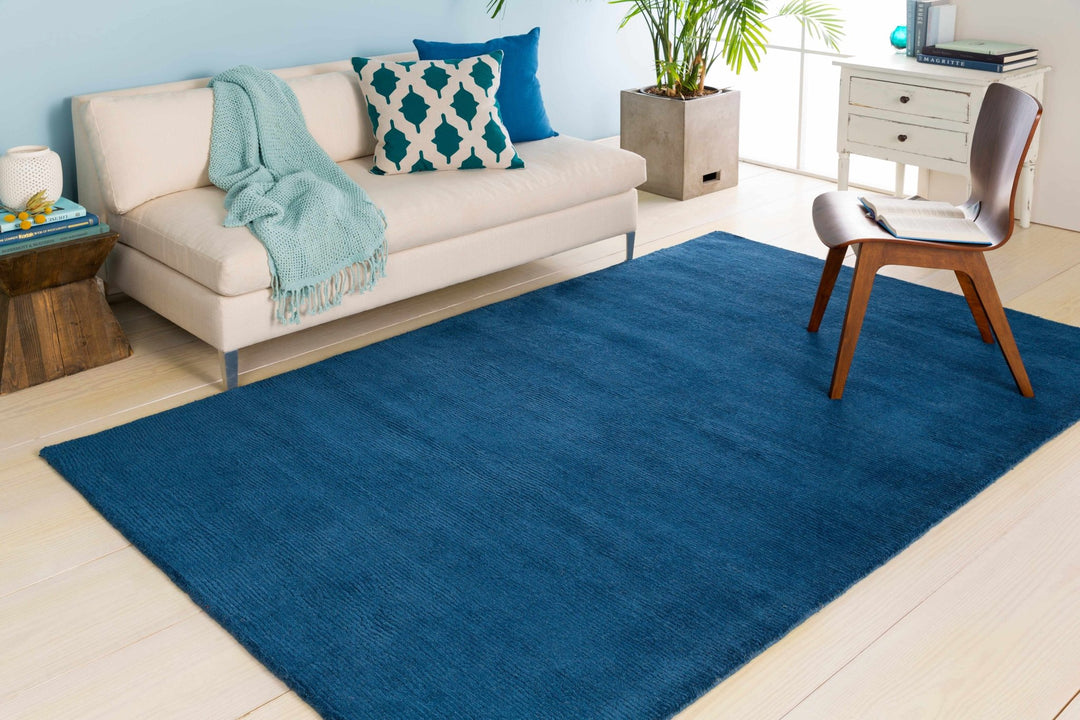 Findlay Modern Solid Wool Blue Area Rug - The Rug Decor