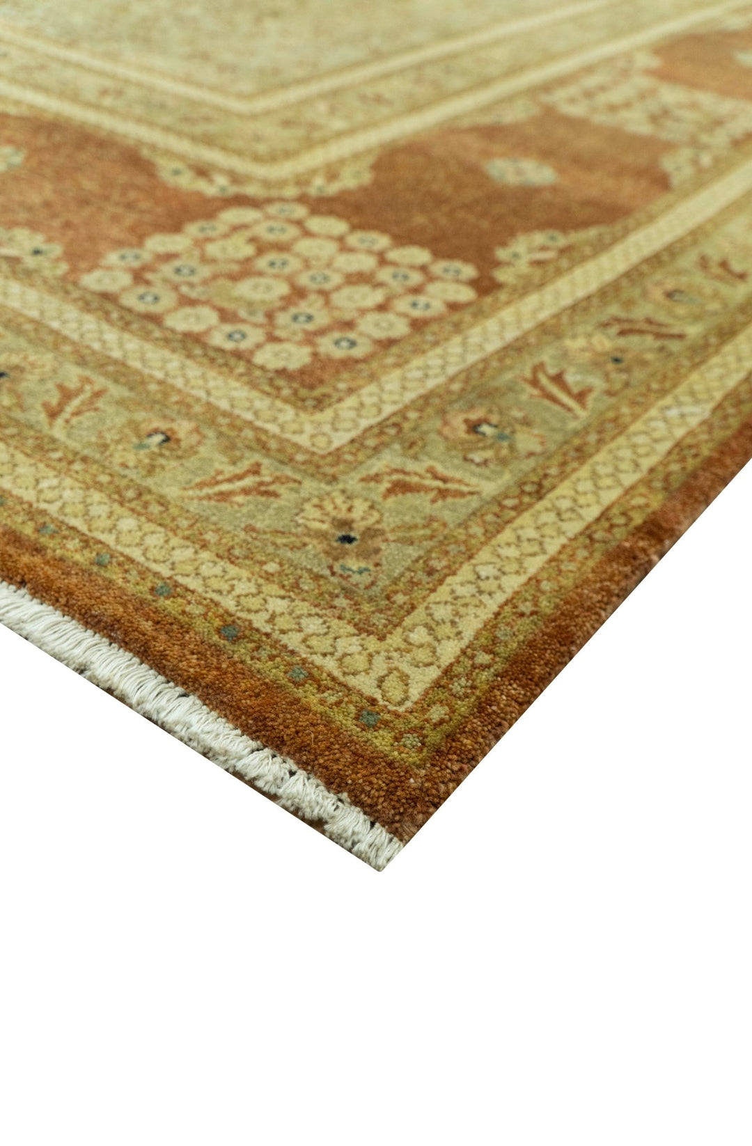 Fine Antique Knotted Traditional Tabriz Brown And Beige Wool Area Rug - The Rug Decor