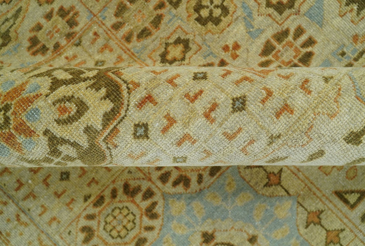 Fine Blue And Beige Traditional Mamluk Design Hand Knotted 8x10 Wool Area Rug - The Rug Decor