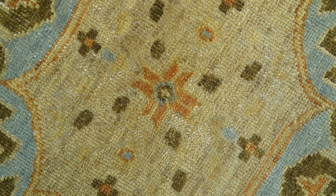 Fine Blue And Beige Traditional Mamluk Design Hand Knotted 8x10 Wool Area Rug - The Rug Decor