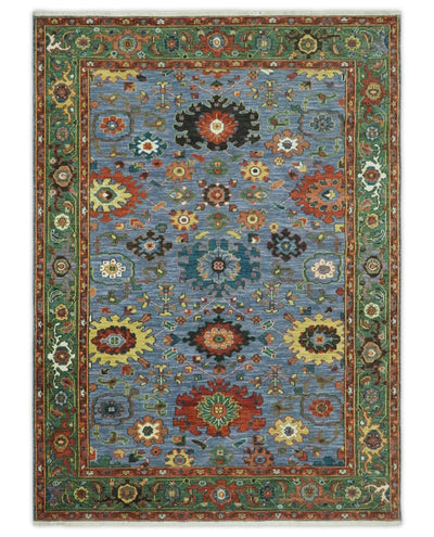 Fine Blue, Green and Rust 5x7 Hand Knotted Traditional Turkish Wool rug - The Rug Decor