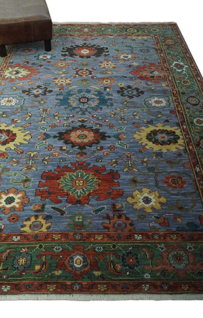 Fine Blue, Green and Rust 5x7 Hand Knotted Traditional Turkish Wool rug - The Rug Decor