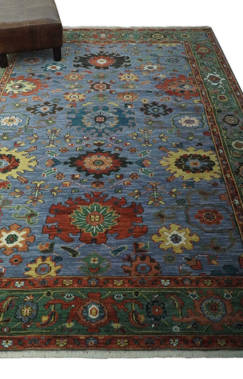 Fine Blue, Green and Rust 5x7 Hand Knotted Traditional Turkish Wool rug - The Rug Decor