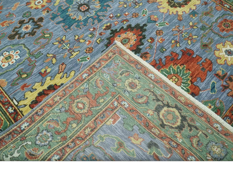 Fine Blue, Green and Rust 5x7 Hand Knotted Traditional Turkish Wool rug - The Rug Decor