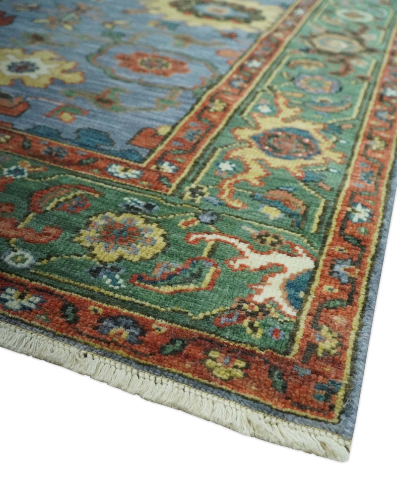 Fine Blue, Green and Rust 5x7 Hand Knotted Traditional Turkish Wool rug - The Rug Decor