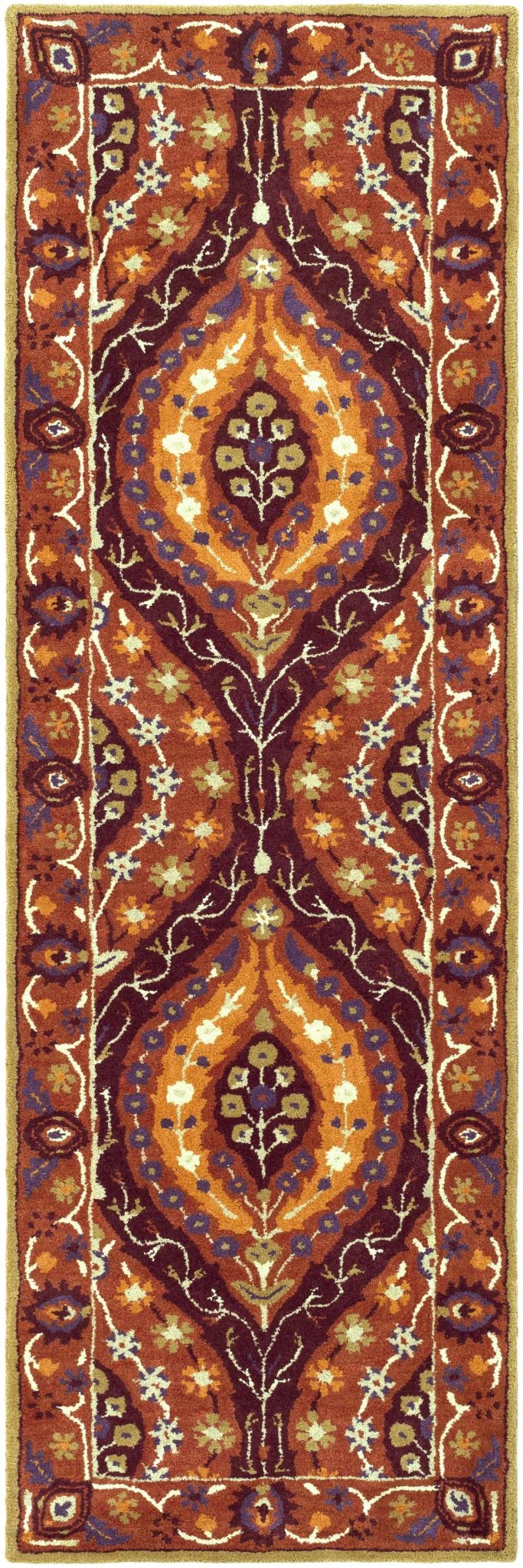 Fine Traditional Style Rust Hand Tufted Wool Rug - The Rug Decor