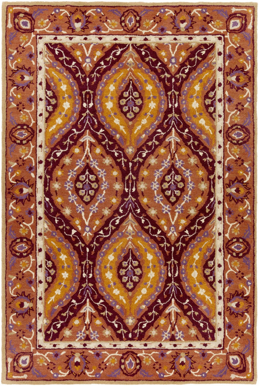 Fine Traditional Style Rust Hand Tufted Wool Rug - The Rug Decor