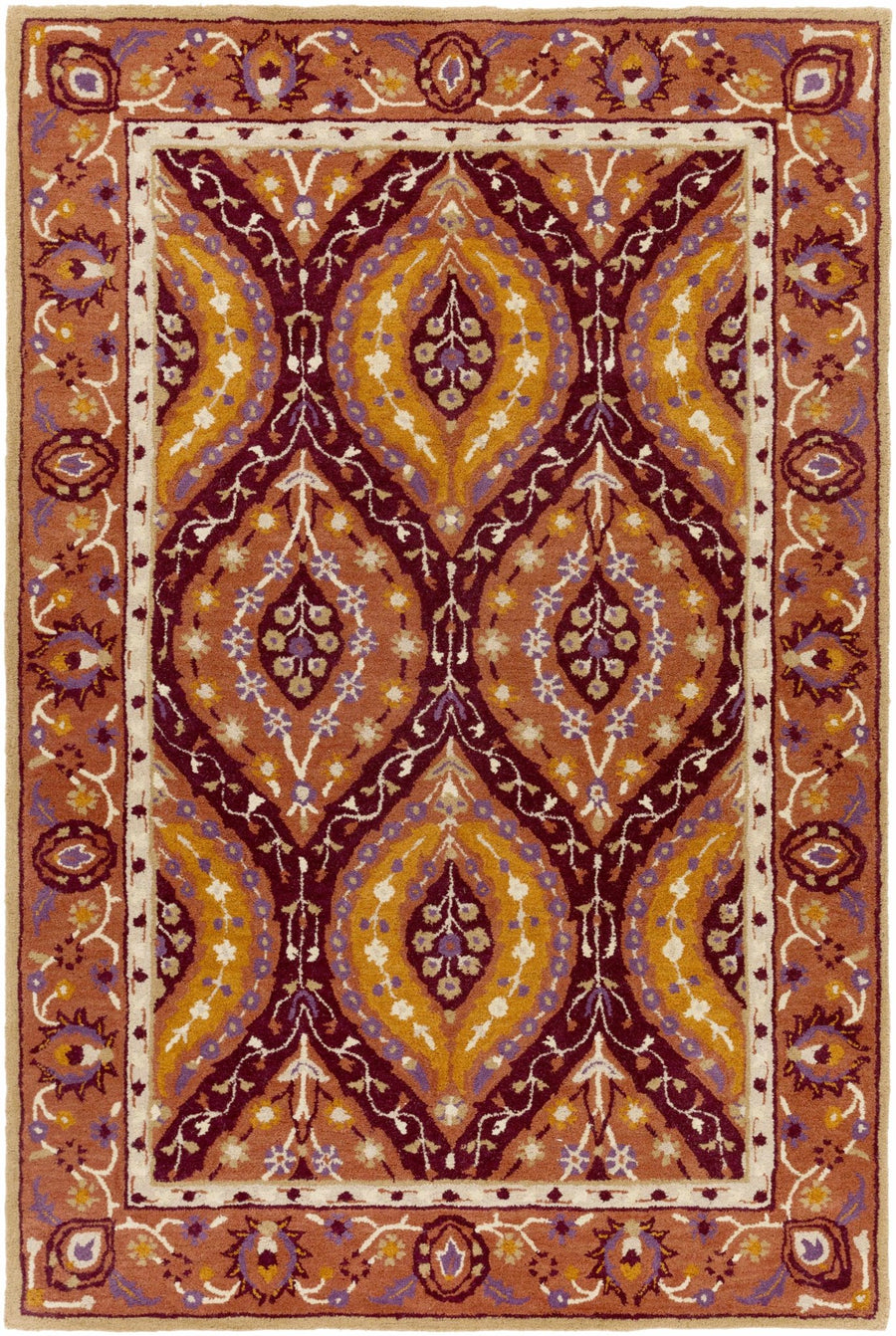 Fine Traditional Style Rust Hand Tufted Wool Rug - The Rug Decor