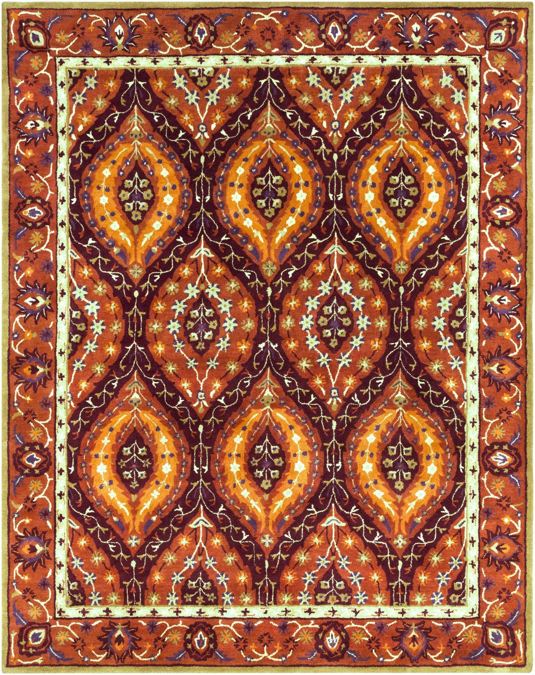 Fine Traditional Style Rust Hand Tufted Wool Rug - The Rug Decor