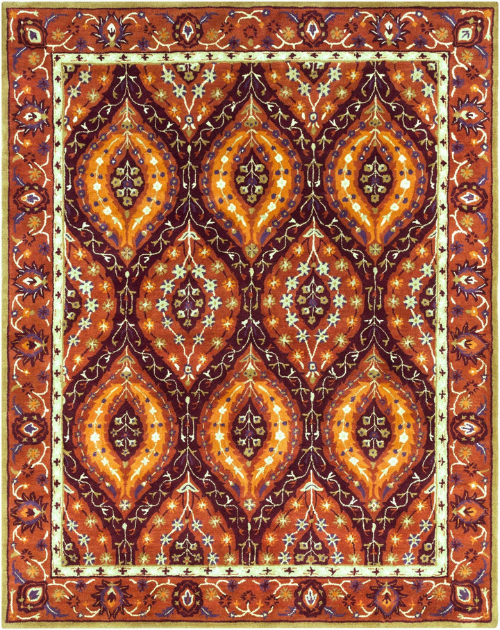 Fine Traditional Style Rust Hand Tufted Wool Rug - The Rug Decor