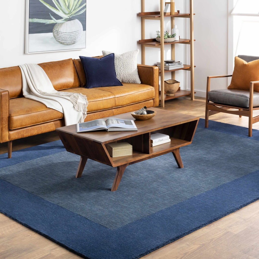 Fingerhut Blue Modern Style Hand Loomed Wool Area Rug - The Rug Decor