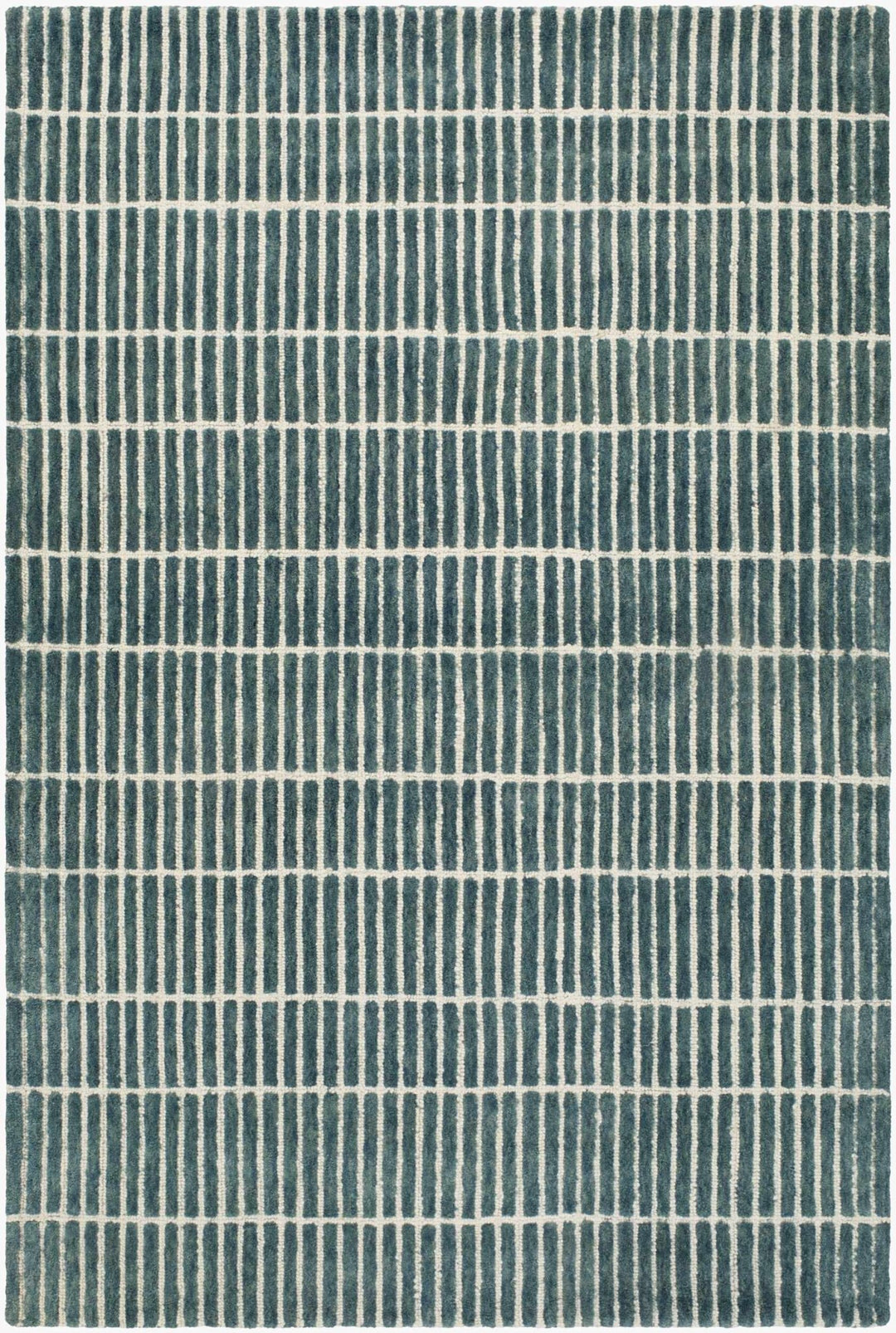 Finial Blue Modern Stripes Design Hand Tufted Wool Area Rug - The Rug Decor