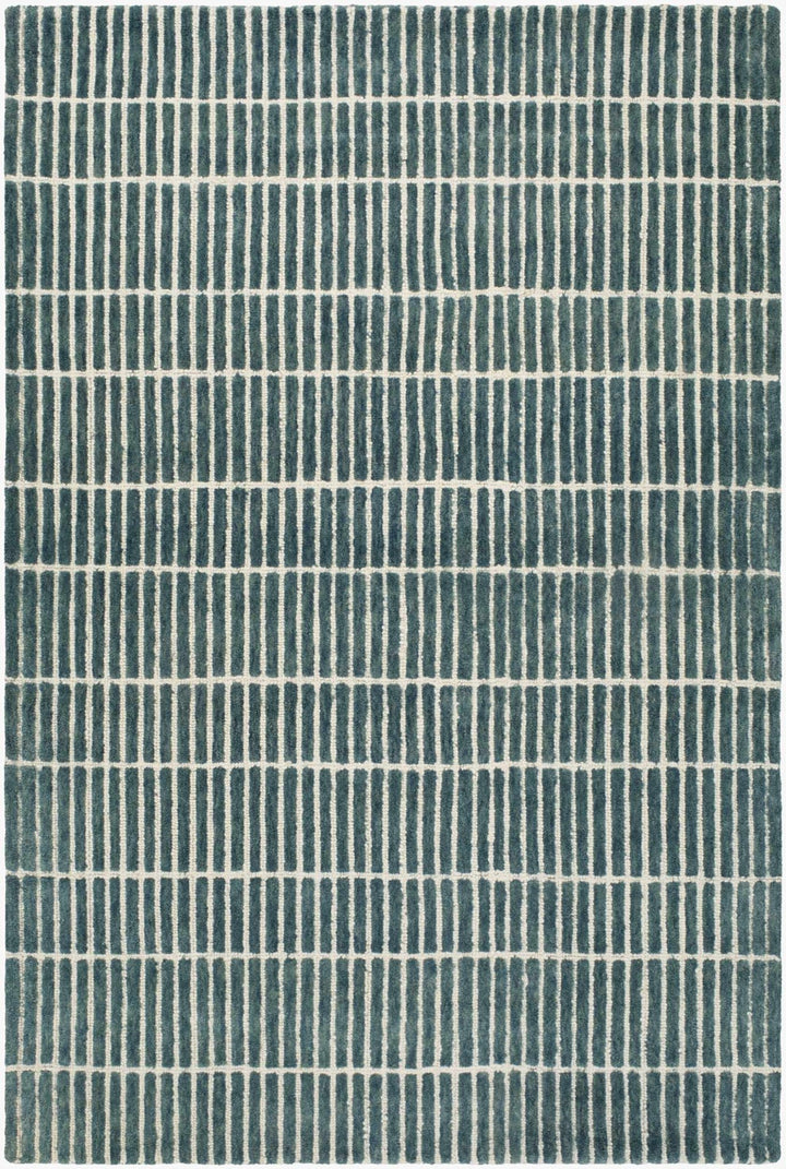 Finial Blue Modern Stripes Design Hand Tufted Wool Area Rug - The Rug Decor