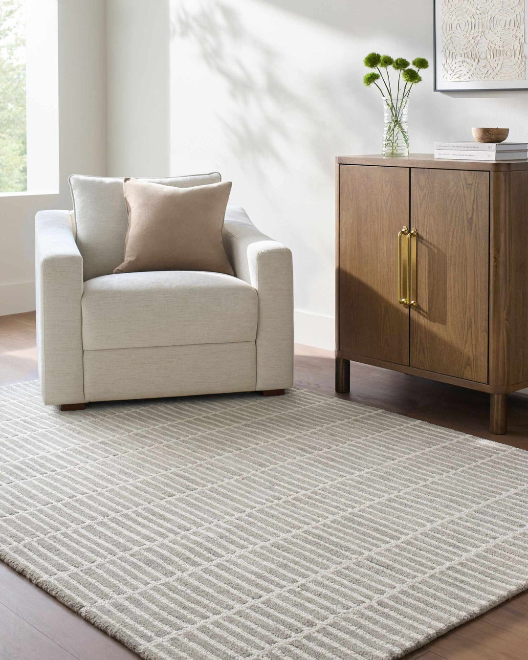Finial Contemporary Style Beige Hand Tufted Wool Area Rug - The Rug Decor