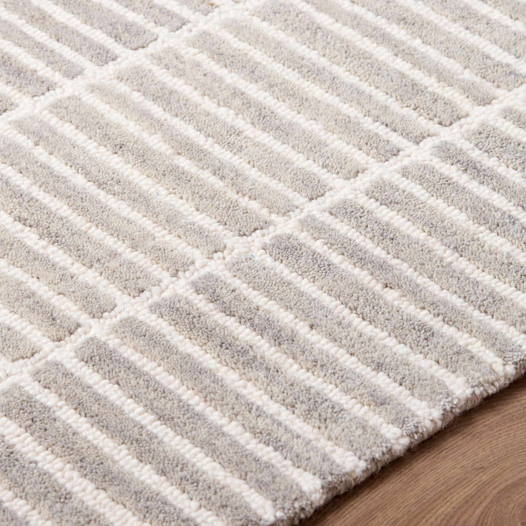 Finial Contemporary Style Beige Hand Tufted Wool Area Rug - The Rug Decor