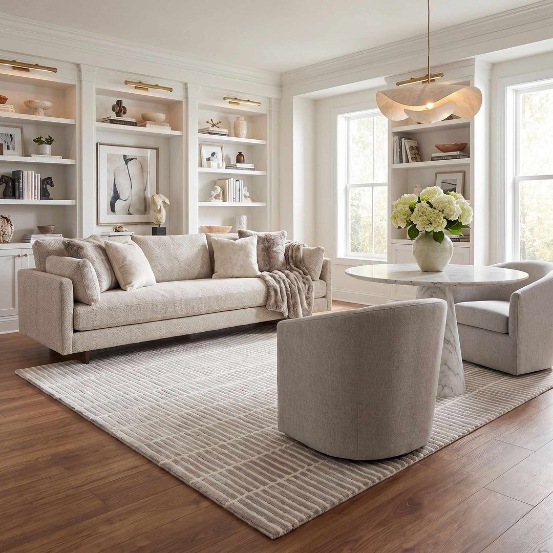 Finial Contemporary Style Beige Hand Tufted Wool Area Rug - The Rug Decor