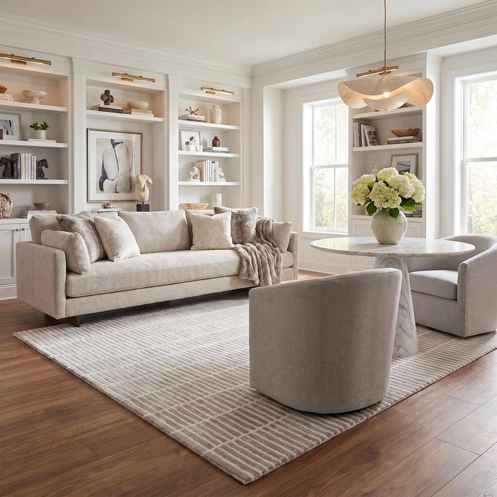 Finial Contemporary Style Beige Hand Tufted Wool Area Rug - The Rug Decor