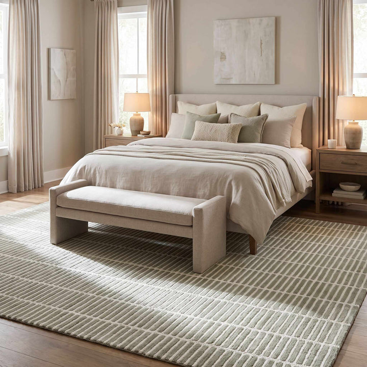 Finial Contemporary Style Green Hand Tufted Wool Area Rug - The Rug Decor
