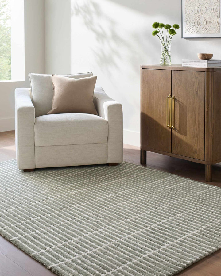 Finial Contemporary Style Green Hand Tufted Wool Area Rug - The Rug Decor