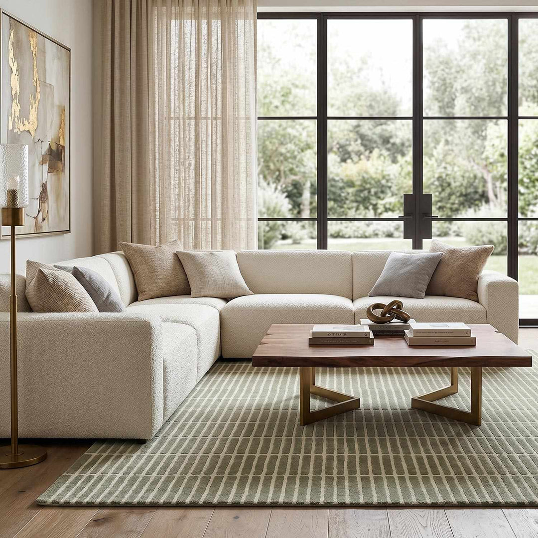 Finial Contemporary Style Green Hand Tufted Wool Area Rug - The Rug Decor