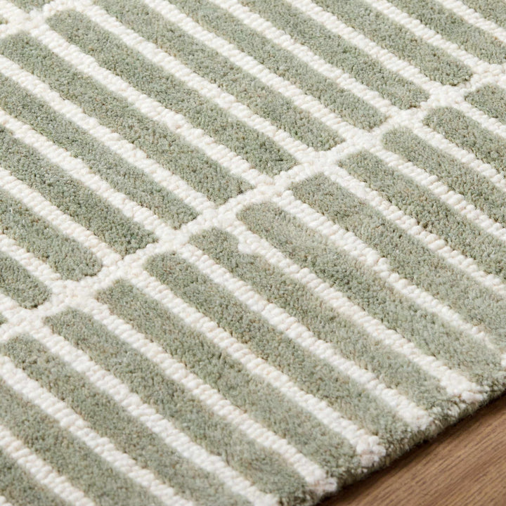 Finial Contemporary Style Green Hand Tufted Wool Area Rug - The Rug Decor