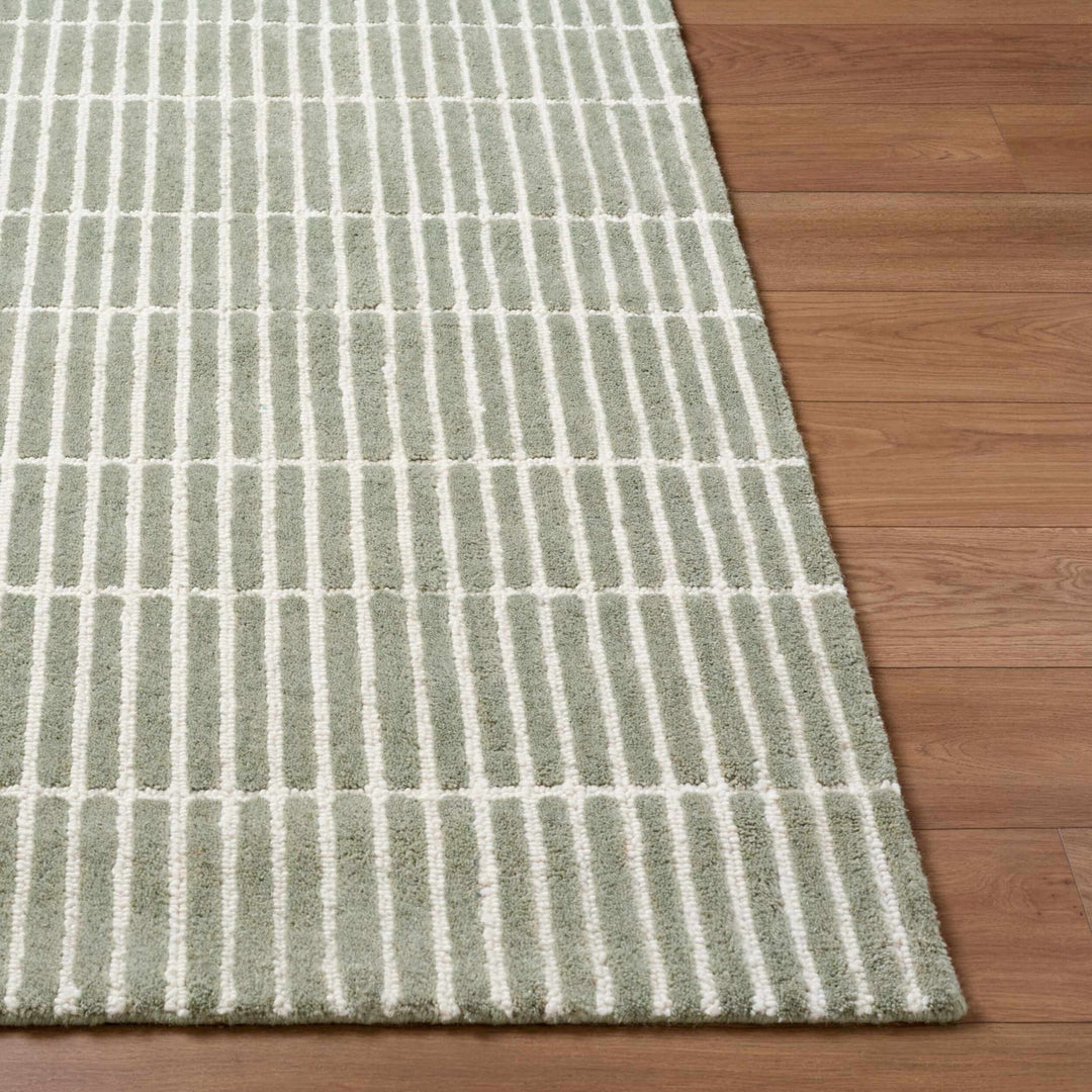 Finial Contemporary Style Green Hand Tufted Wool Area Rug - The Rug Decor