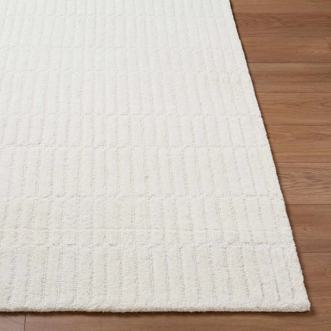 Finial Modern Solid Design Ivory Hand Tufted Wool Area Rug - The Rug Decor